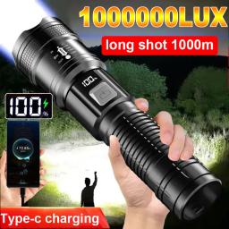 Lanternas led recarregáveis portáteis de alta potência militar tático lanterna telescópica zoom tocha lâmpada acampamento ao ar livre pesca - Image 1