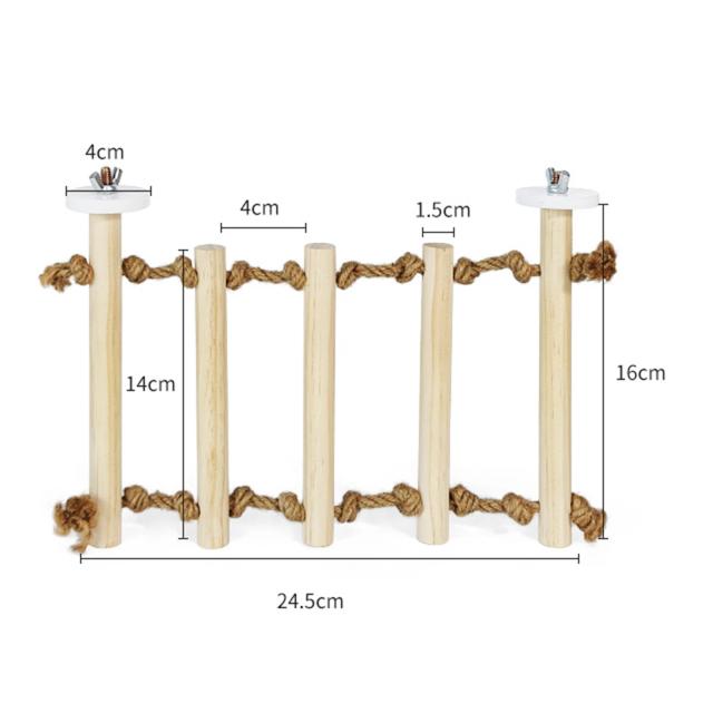 Escada de Escalada de Madeira para Papagaios e Hamsters - Brinquedo Interativo e Prateleira Acessório para Gaiolas