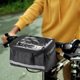 Bolsa multifuncional para guidão frontal, portátil, tira reflexiva, quadro de bicicleta, bolsa de ombro, organizador - Image 6