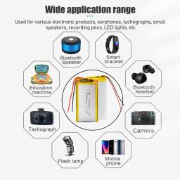 1 unidade 3,7 V 3000 mAh 103665   Bateria recarregável de polímero de lítio GPS para gravador de condução de luz LED PSP alto-falante Bluetooth - Image 5