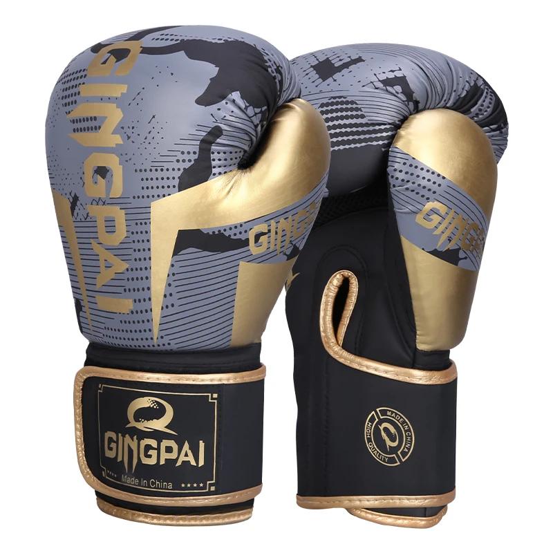 Luvas de boxe respiráveis e resistentes ao desgaste de couro de alta qualidade para treinamento Sanda, luvas de combate protetoras espessadas - Image 1