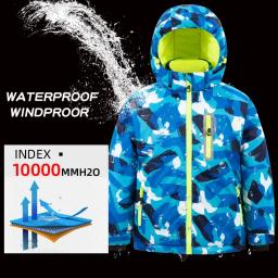 Casaco de esqui e calças para crianças, windproof, impermeável, snowboard set, quente, trajes de neve, outdoor wear, meninos, meninas, inverno - Image 3