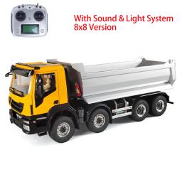 Brinquedo 1/14 8x8 metal hidráulico rc caminhão basculante 2 velocidades toucan controle remoto carro basculante luzes de som eixos de bloqueio diferencial th23652 - Image 1