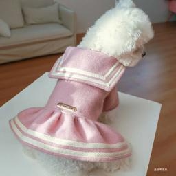 Vestido princesa espessado quente para animais de estimação, vestuário para cães e gatos, adequado para cães de pequeno e médio porte, rosa, dourado, outono, inverno, 1pc - Image 3