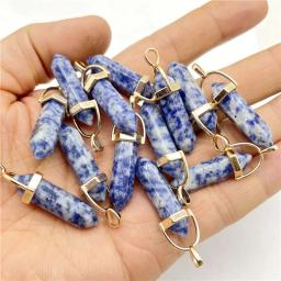 Natural Gem Pedra Hexagonal Pêndulo Reiki Pingente Encantos, Cristal Rosa, Quartzo, Fazer Jóias DIY, Colares Acessórios, 15Pcs - Image 6
