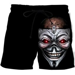 Homens 3D flor crânio estampa calções de praia, shorts de verão, esportes ginásio sunga, maiô seco rápido, calças homme - Image 4
