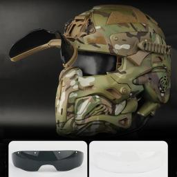 Capacete Airsoft RÁPIDO tático com fone de ouvido de comunicação embutido, capacete de assalto Fan W-Ronin, máscara destacável, lente de reposição - Image 4