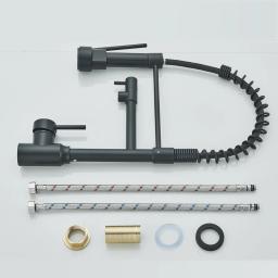 Torneira de pia de cozinha gourmet em aço inoxidável, Pull Down Misturador de água quente e fria, Torneira de guindaste com bico duplo - Image 5