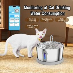 360 ° Fonte de água de indução automática para gato, aço inoxidável, controle inteligente por aplicativo, bebedor para animais de estimação, dispensador de água, vários animais de estimação - Image 2