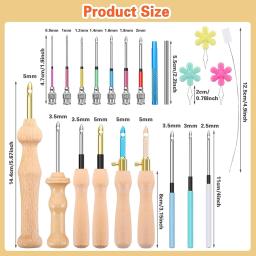 13 pçs kits de agulhas de perfuração de bordado costura alça de madeira bordado caneta tapete ferramenta de gancho para diy costura artesanato enfeite - Image 5