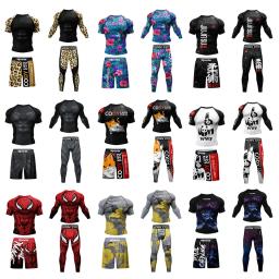 Quimono masculino de boxe, conjunto de camiseta e calça de Jiu Jitsu Mma, shorts esportivos simples Bjj Rashguard, roupas de ginástica, Boxeo Sportswear, novo - Image 2