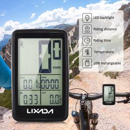 Lixada-Wireless Bike Cycle Computer, Velocímetro recarregável USB, odômetro com Mount Holder, Acessórios de bicicleta - Image 4