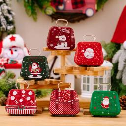 Caixa de presente de lata de natal, caixa de doces de metal, recipientes quadrados de armazenamento de doces para feriados, suprimentos de natal, feliz ano novo - Image 1