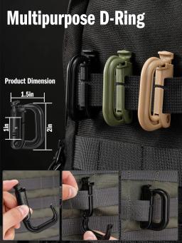Mosquetão tático d-ring grimlock, clipe molle, fixação de webbing, sistema de trava rápida para colete militar/mochilas/bolsa/bolsa/cinto - Image 2