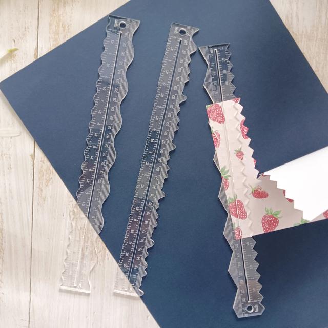 Conjunto de 3 Réguas de Rasgo para Artesanato em Papel - Régua de Acrílico com Borda Deckle para Corte Irregular e Medidas em Scrapbooking