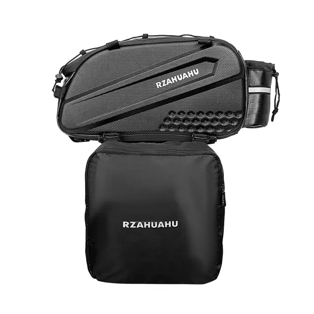 Saco Impermeável para Assento Traseiro de Bicicleta com 2 Bolsos Laterais - Pannier Multifuncional 3 em 1 para Ciclismo