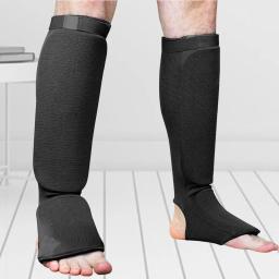 Shin Instep Guards para treinamento MMA, protetor elástico, suprimentos de proteção, preto e L, 1 par - Image 3