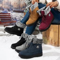 Botas de neve mulher sapatos de pele mulheres rendas botas plataforma quente tornozelo botas moda feminina sapatos de inverno botas mujer - Image 4