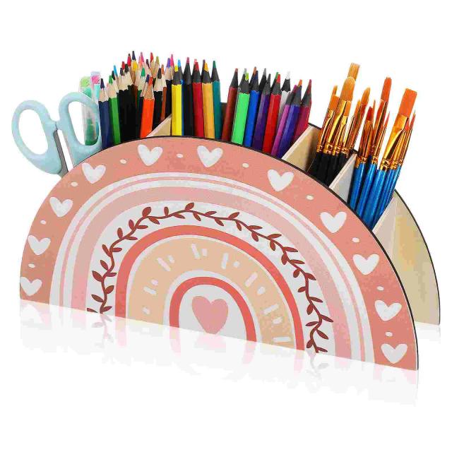 Organizador de Mesa de Madeira: Suporte para Canetas, Lápis e Pincéis de Maquiagem