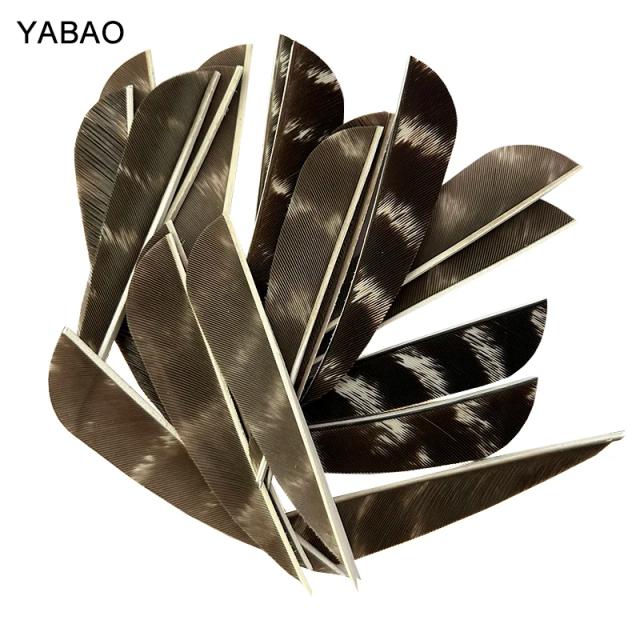 Penas para Tiro com Arco em Preto Natural da Turquia - Fletching Floral para Flechas Direita, 50 Peças nos tamanhos 3", 4" e 5"