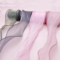 Fita de Organza para Presente Bolo Cozimento Embalagem, Fio Fishtail, DIY Headdress, Flor Bowknot, Artesanato Artesanal Suprimentos, 5m x 5,5 centímetros - Image 4