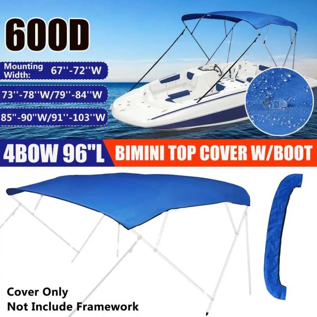Capa de Lona Bimini Top 600D com Armazenamento, Proteção UV e à Prova d'Água para Barcos V-Hardy, V-Hull e Jott Center