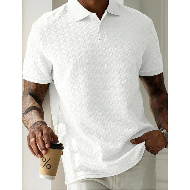 Camisa Polo Masculina Manga Curta Cor Sólida Streetwear Respirável