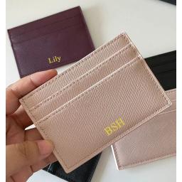 Titular do cartão de crédito de couro PU para homens e mulheres, letras personalizadas, personalizar iniciais, carteira de cartão fino, monograma nome caso, DIY presente - Image 1