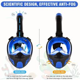 Máscara de mergulho com sistema de respiração segura, cobertura facial completa, máscara panorâmica anti-nevoeiro, 180 ° - Image 1