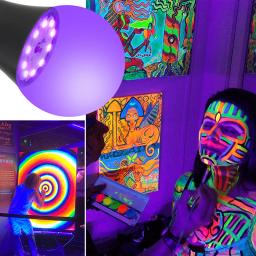 E26 9.5w uv roxo preto lâmpada brilho na festa escura decoração de halloween lâmpada fluorescente 395nm festa roxo luz - Image 2