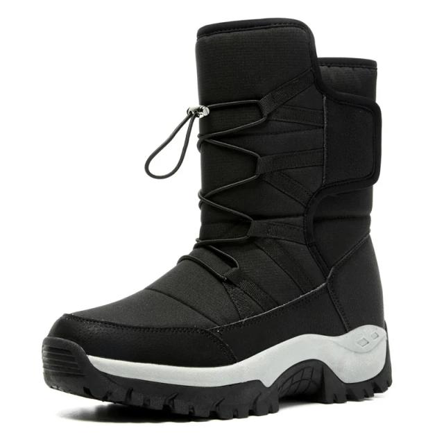 Botas de tornozelo masculinas impermeáveis de pelúcia, botas de neve alta, sapatos quentes de inverno
