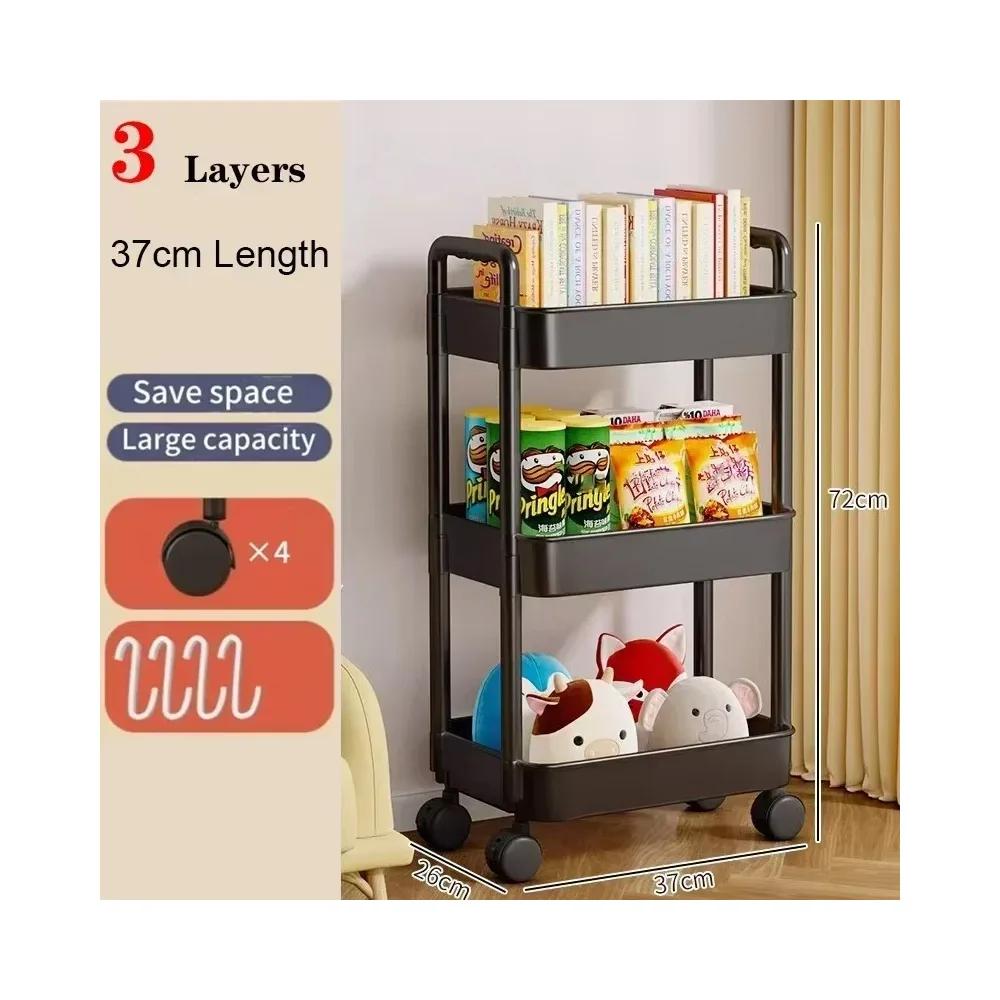 Casa multi-camada pequeno carrinho de armazenamento rack de chão ao chão cozinha quarto banheiro rack de armazenamento com rodas - Image 1