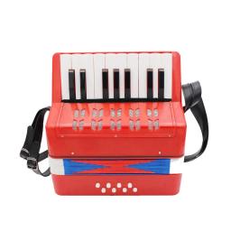 Acordeão infantil com 17 teclas botões, 8 baixo acordeão música, instrumento musical, gaveta, Gaita, lua, piano melódico, cintos de teclado - Image 6