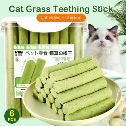 Cat Grass Teeth Cleaning Stick, Pet Snacks, Hairball Remoção, Linha do cabelo suave, pronto para comer, bebê, 6pcs - Image 1