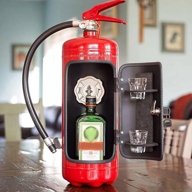 Armazenamento Estiloso: Mini Bar de Vinho em Forma de Extintor de Fogo, Ideal para Decoração e Presentes Criativos