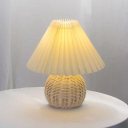 Luminária de mesa dobrável led, luminária de mesa moderna para o quarto, em rattan e madeira, ideal para estudo, leitura e decoração da casa - Image 1