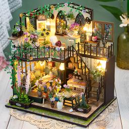 Modelo de jardim de madeira com luzes LED, 3D Puzzle, montar Kits de construção, brinquedos para casa, decoração do quarto, presente DIY - Image 1