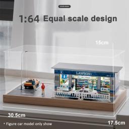 Conveniência Cena modelo loja com luzes e quadra de basquete, cena em miniatura sem luzes, decoração cena, recolher presente, 1: 64 - Image 5