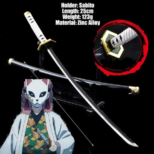 Katana de Metal Real de Demon Slayer para Cosplay, Batalha e Decoração de Quarto - 25cm
