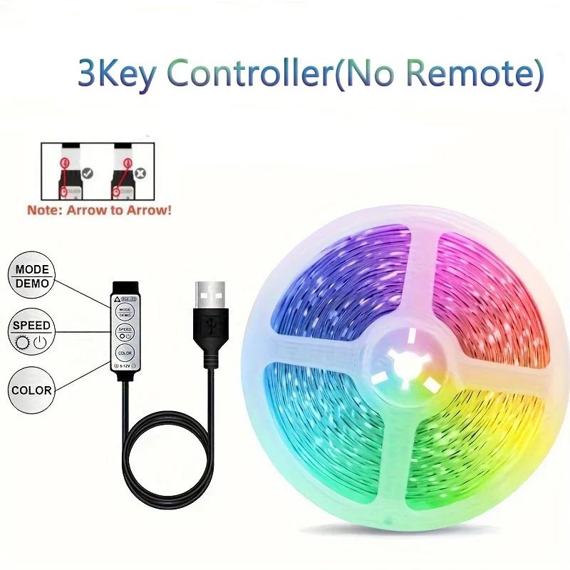 Fita LED com Wi-Fi e controle Bluetooth, luzes RGB, luces de fita flexível, decoração do quarto, retroiluminação de TV, USB, 1m-30m, 5V, 3528, 5050 - Image 1