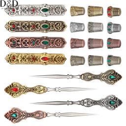 D & D-Estilo Europeu Costura Metal Needle Case e Costura Toldo, dedal e Costura Estripador para Bordados e Artesanato, Ferramentas de Arte - Image 1