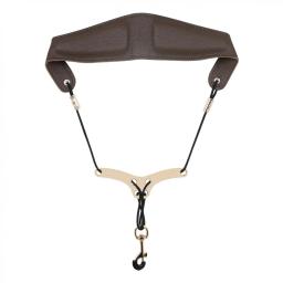 Correia de couro do pescoço do saxofone com pressão do metal, menos almofada do esforço, almofada grossa macia, marrom preto, 22,8 "comprimento - Image 6