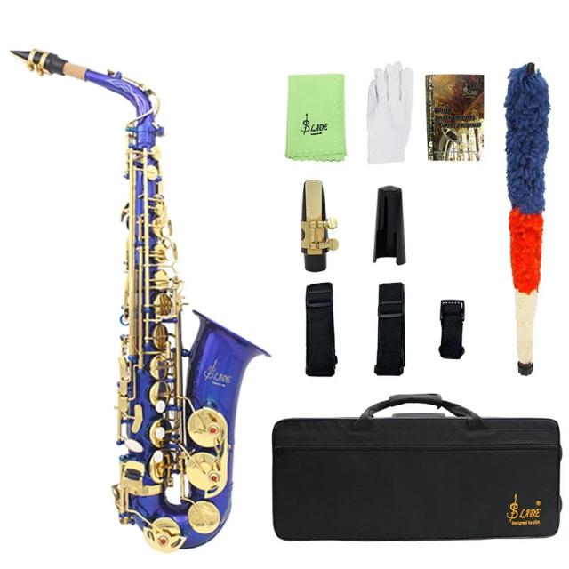 Saxofone Alto Profissional SLADE-Eb em Latão Completo com Estojo, Palhetas e Acessórios para Músicos
