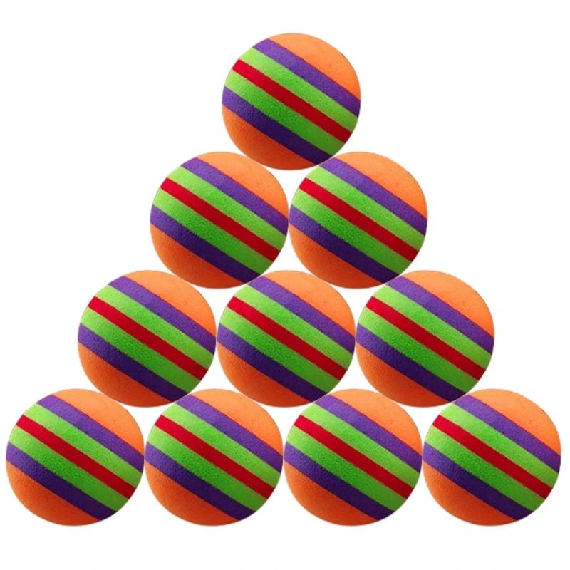 Kit de 10 Bolas Interativas Coloridas para Gatos - Brinquedos de Mastigar, Chocalhos e Treinamento com Espuma Natural