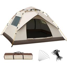 Barraca de acampamento automática com revestimento prata, tenda anti-UV, ao ar livre pop up tendas impermeáveis para viagens, mochila, caminhadas, 1-2-3-4 pessoas - Image 1