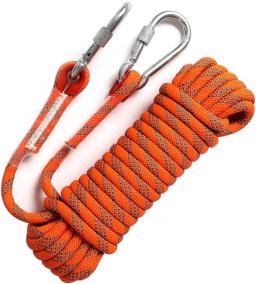 10mm corda de escalada ao ar livre estática corda de escalada de rocha, corda de rapel de escalada de árvore, escapar corda de náilon com 2 ganchos de aço - Image 1