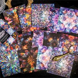 Série caleidoscópio papel decorativo, material de scrapbooking, etiqueta, papelaria, artesanal, diário, álbum, 6 estilos, 15 pcs - Image 2