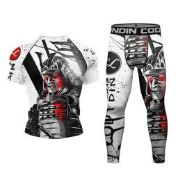 MMA boxe compressão Sportswear conjunto masculino, t-shirt e calças terno, Bjj Rashguard, Muay Thai Shorts, treino treino, novo - Image 5