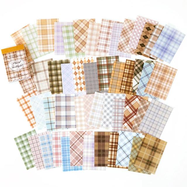 Conjunto de 50 Peças de Papel de Arte Vintage para Colagem: Retro, Café, Xadrez, Floral e Renda para Decoração Criativa