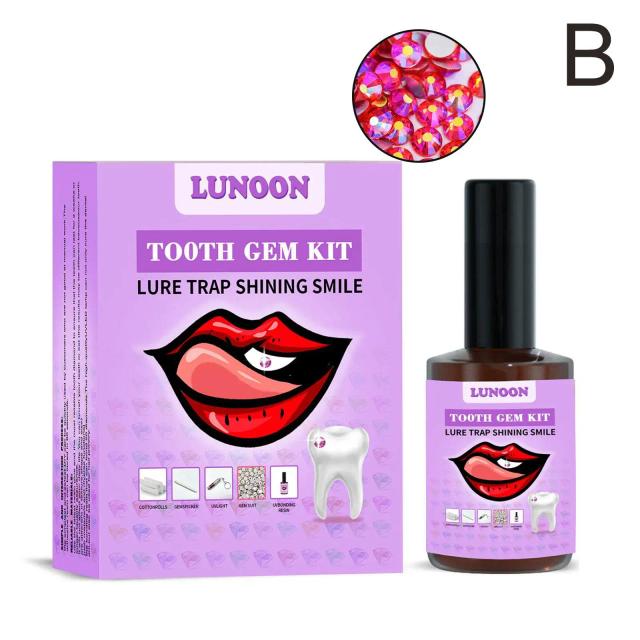 Kit de Jóias de Dente DIY com Gemas, Pedra Preciosa e Luz Clara - Firmeza e Estilo para seus Ornamentos de Dentes